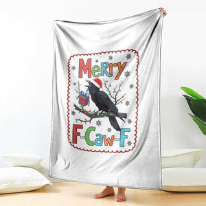 Funny Christmas Santa Raven Throw Blanket Merry F Caw F Joke Gift - Print Your Wear
