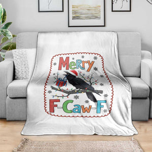 Funny Christmas Santa Raven Throw Blanket Merry F Caw F Joke Gift - Print Your Wear