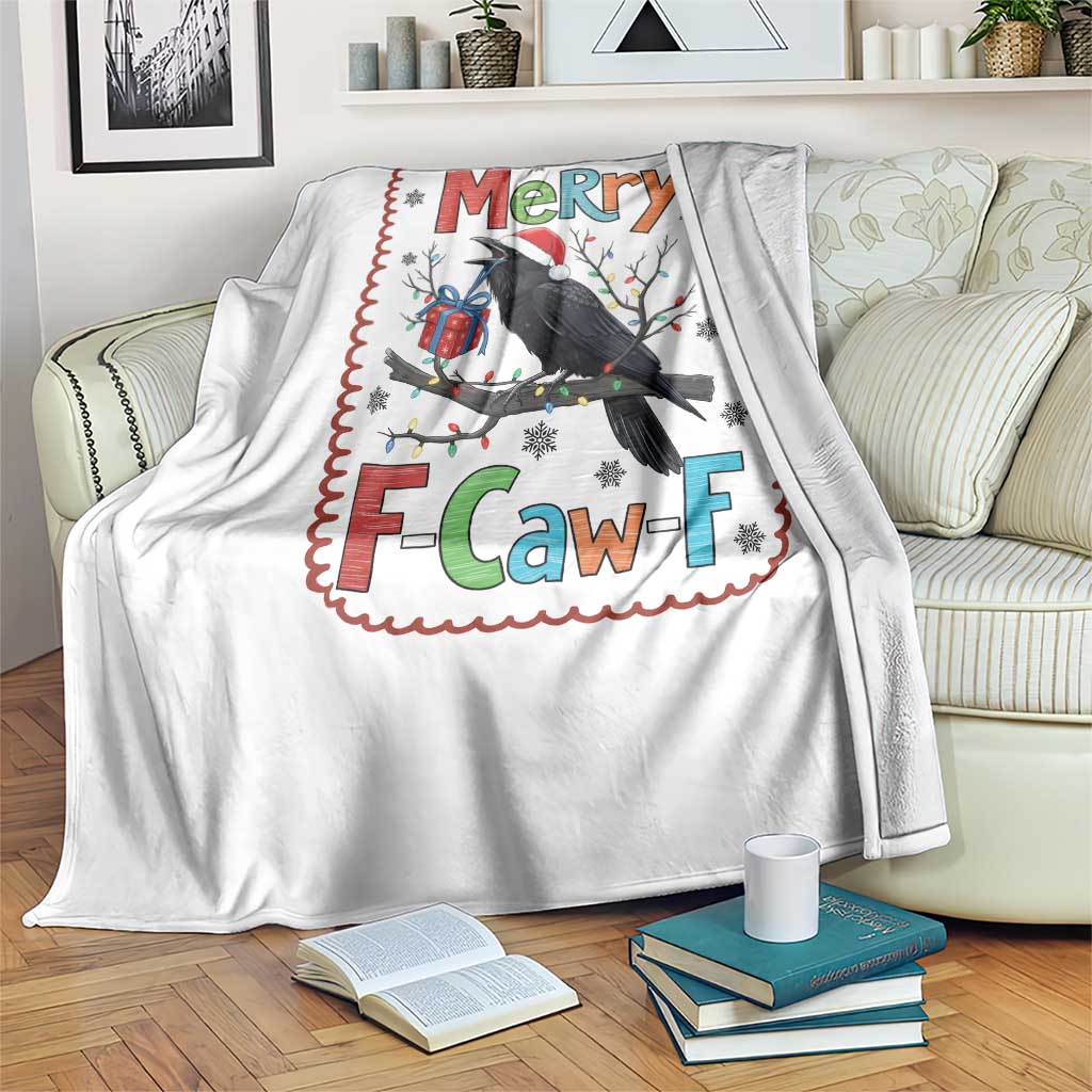 Funny Christmas Santa Raven Throw Blanket Merry F Caw F Joke Gift TS12 Print Your Wear