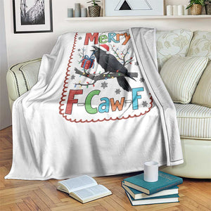 Funny Christmas Santa Raven Throw Blanket Merry F Caw F Joke Gift - Print Your Wear
