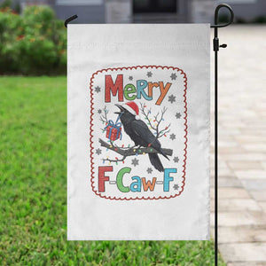 Funny Christmas Santa Raven Garden Flag Merry F Caw F Joke Gift - Print Your Wear