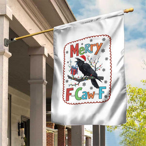 Funny Christmas Santa Raven Garden Flag Merry F Caw F Joke Gift - Print Your Wear