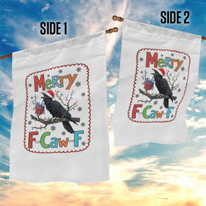 Funny Christmas Santa Raven Garden Flag Merry F Caw F Joke Gift - Print Your Wear