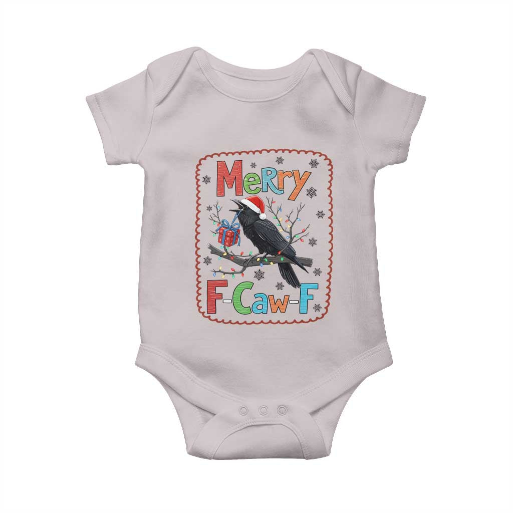 Funny Christmas Santa Raven Baby Onesie Merry F Caw F Joke Gift TS12 Ice Gray Print Your Wear