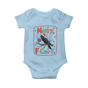 Funny Christmas Santa Raven Baby Onesie Merry F Caw F Joke Gift TS12 Light Blue Print Your Wear