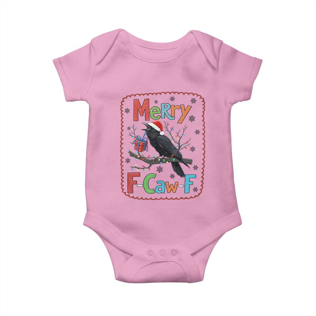 Funny Christmas Santa Raven Baby Onesie Merry F Caw F Joke Gift TS12 Light Pink Print Your Wear