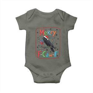 Funny Christmas Santa Raven Baby Onesie Merry F Caw F Joke Gift TS12 Military Green Print Your Wear