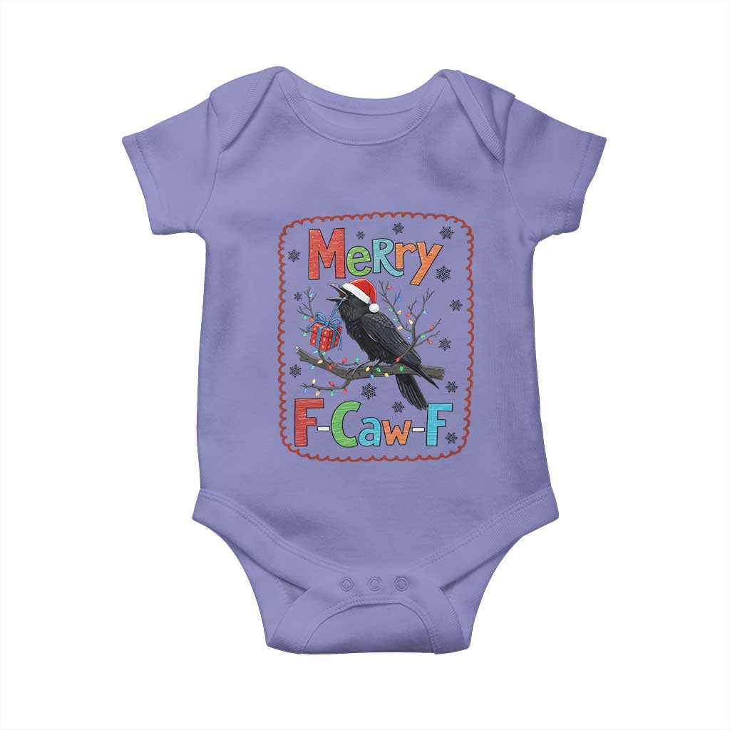 Funny Christmas Santa Raven Baby Onesie Merry F Caw F Joke Gift TS12 Violet Print Your Wear
