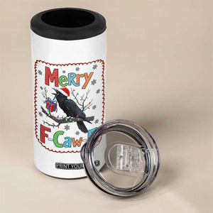 Funny Christmas Santa Raven 4 in 1 Can Cooler Tumbler Merry F Caw F Joke Gift - Print Your Wear