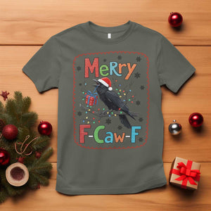 Funny Christmas Santa Raven T Shirt Merry F Caw F Joke Gift - Print Your Wear