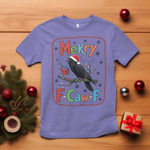 Funny Christmas Santa Raven T Shirt Merry F Caw F Joke Gift - Print Your Wear