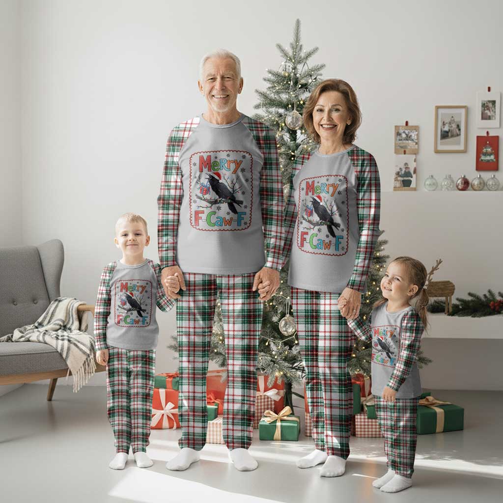 Funny Xmas Santa Raven Plaid Pajama Set Merry F Caw F Joke Gift TS12 Christmas Plaid Print Your Wear