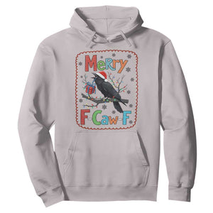 Funny Christmas Santa Raven Hoodie Merry F Caw F Joke Gift - Print Your Wear