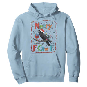 Funny Christmas Santa Raven Hoodie Merry F Caw F Joke Gift TS12 Light Blue Print Your Wear
