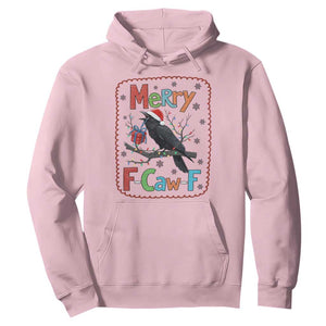 Funny Christmas Santa Raven Hoodie Merry F Caw F Joke Gift TS12 Light Pink Print Your Wear
