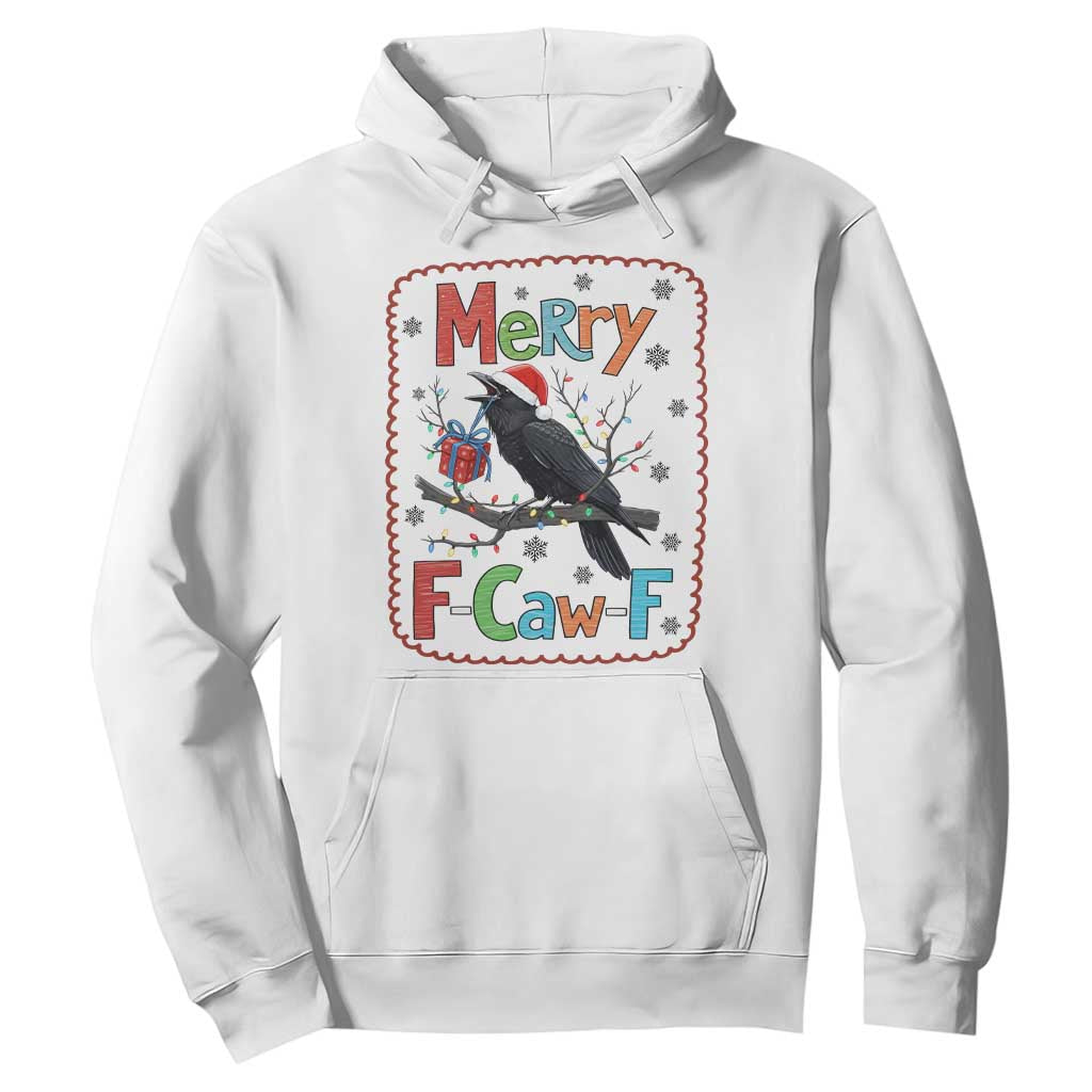 Funny Christmas Santa Raven Hoodie Merry F Caw F Joke Gift - Print Your Wear