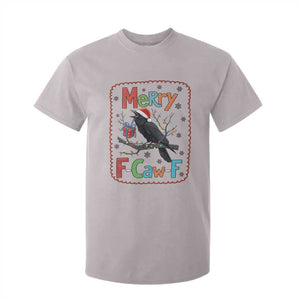 Funny Christmas Santa Raven T Shirt For Kid Merry F Caw F Joke Gift TS12 Ice Gray Print Your Wear