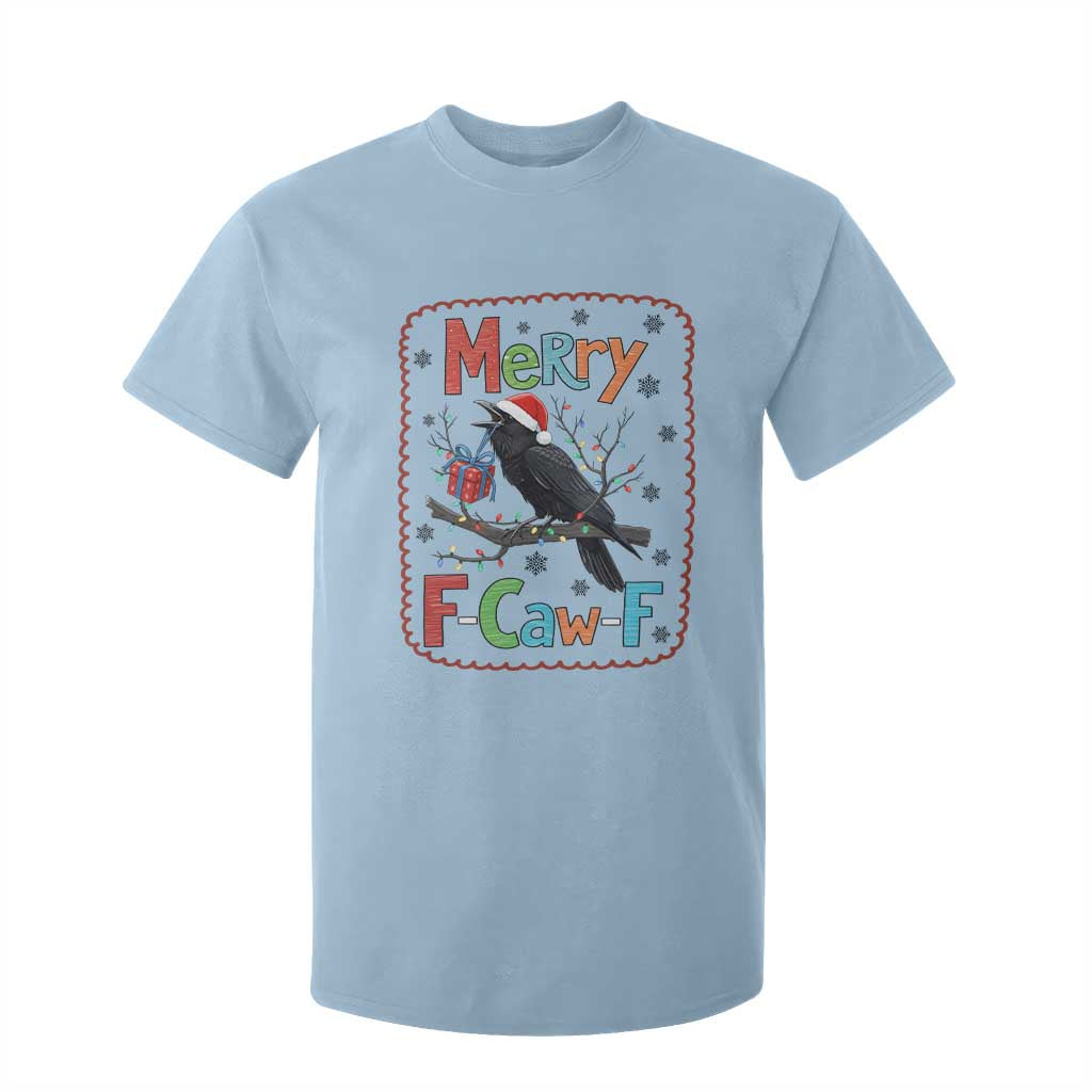 Funny Christmas Santa Raven T Shirt For Kid Merry F Caw F Joke Gift TS12 Light Blue Print Your Wear