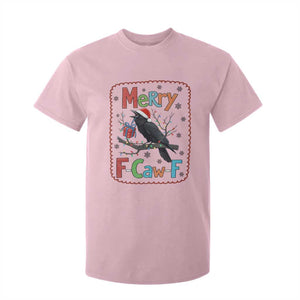 Funny Christmas Santa Raven T Shirt For Kid Merry F Caw F Joke Gift TS12 Light Pink Print Your Wear