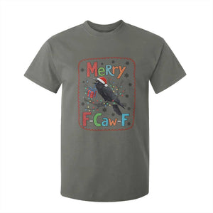 Funny Christmas Santa Raven T Shirt For Kid Merry F Caw F Joke Gift TS12 Military Green Print Your Wear