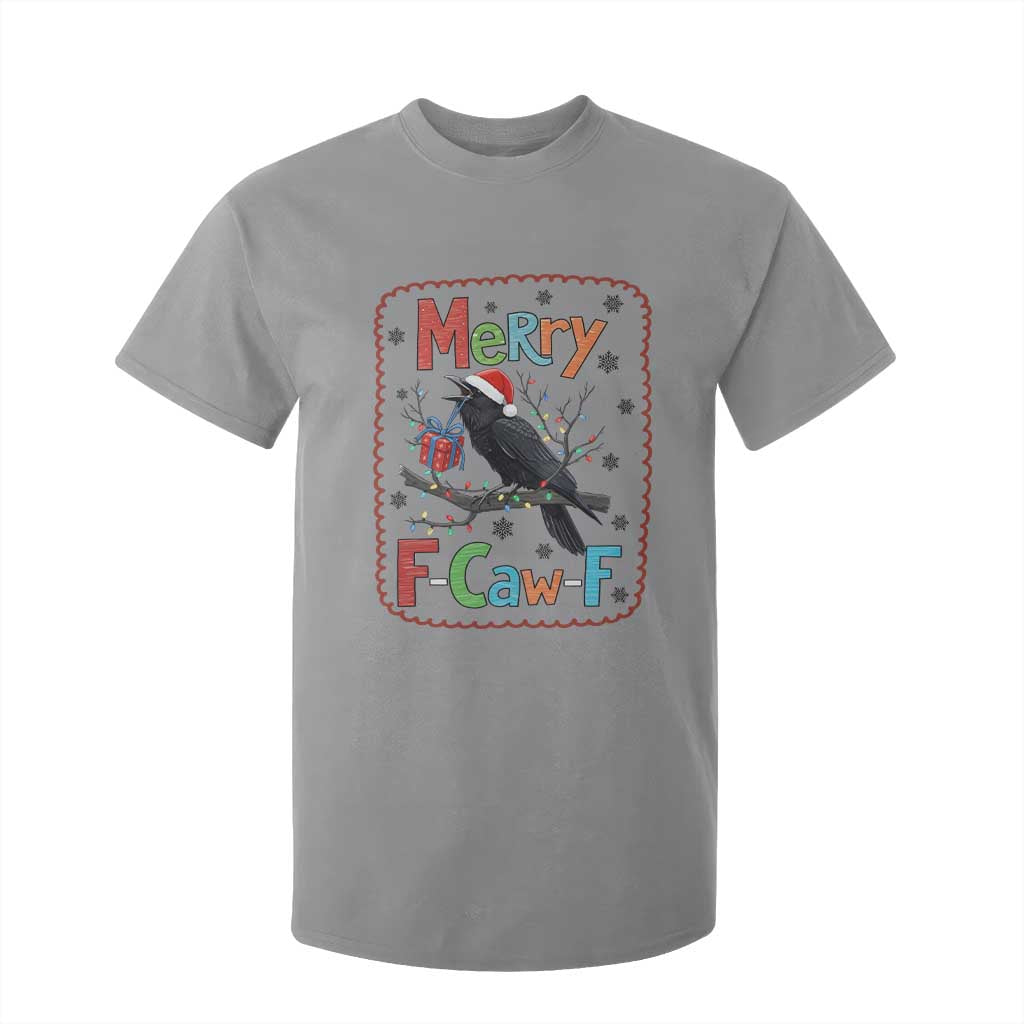 Funny Christmas Santa Raven T Shirt For Kid Merry F Caw F Joke Gift TS12 Sport Gray Print Your Wear