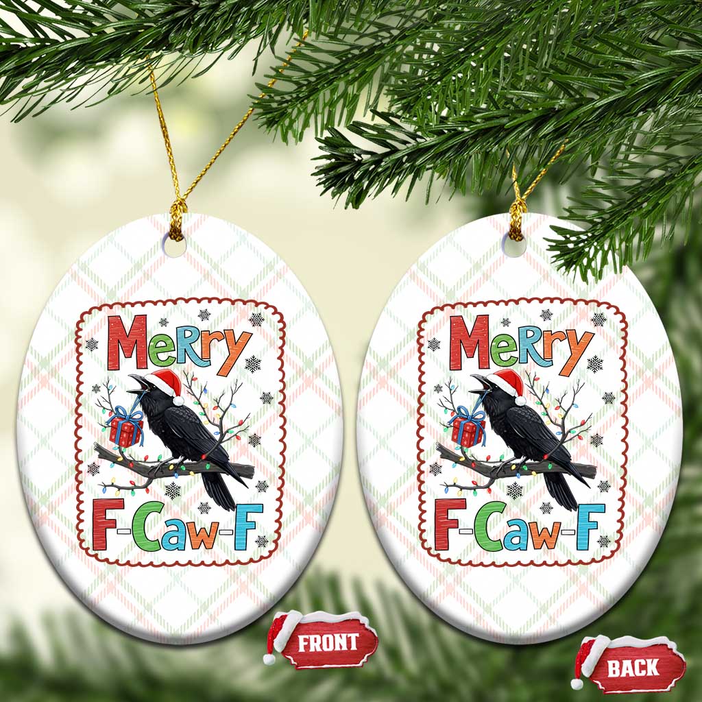 Funny Xmas Santa Raven Ceramic Ornament Merry F Caw F Joke Gift TS12 Print Your Wear