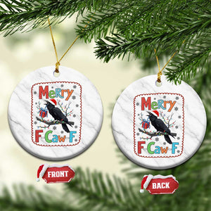 Funny Xmas Santa Raven Ceramic Ornament Merry F Caw F Joke Gift TS12 1pc White Marble Print Your Wear