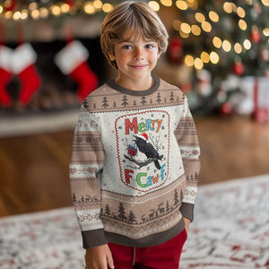 Funny Xmas Santa Raven Ugly Christmas Sweater Merry F Caw F Joke Gift - Print Your Wear