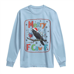 Funny Christmas Santa Raven Long Sleeve Shirt Merry F Caw F Joke Gift TS12 Light Blue Print Your Wear