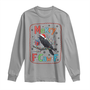 Funny Christmas Santa Raven Long Sleeve Shirt Merry F Caw F Joke Gift TS12 Sport Gray Print Your Wear