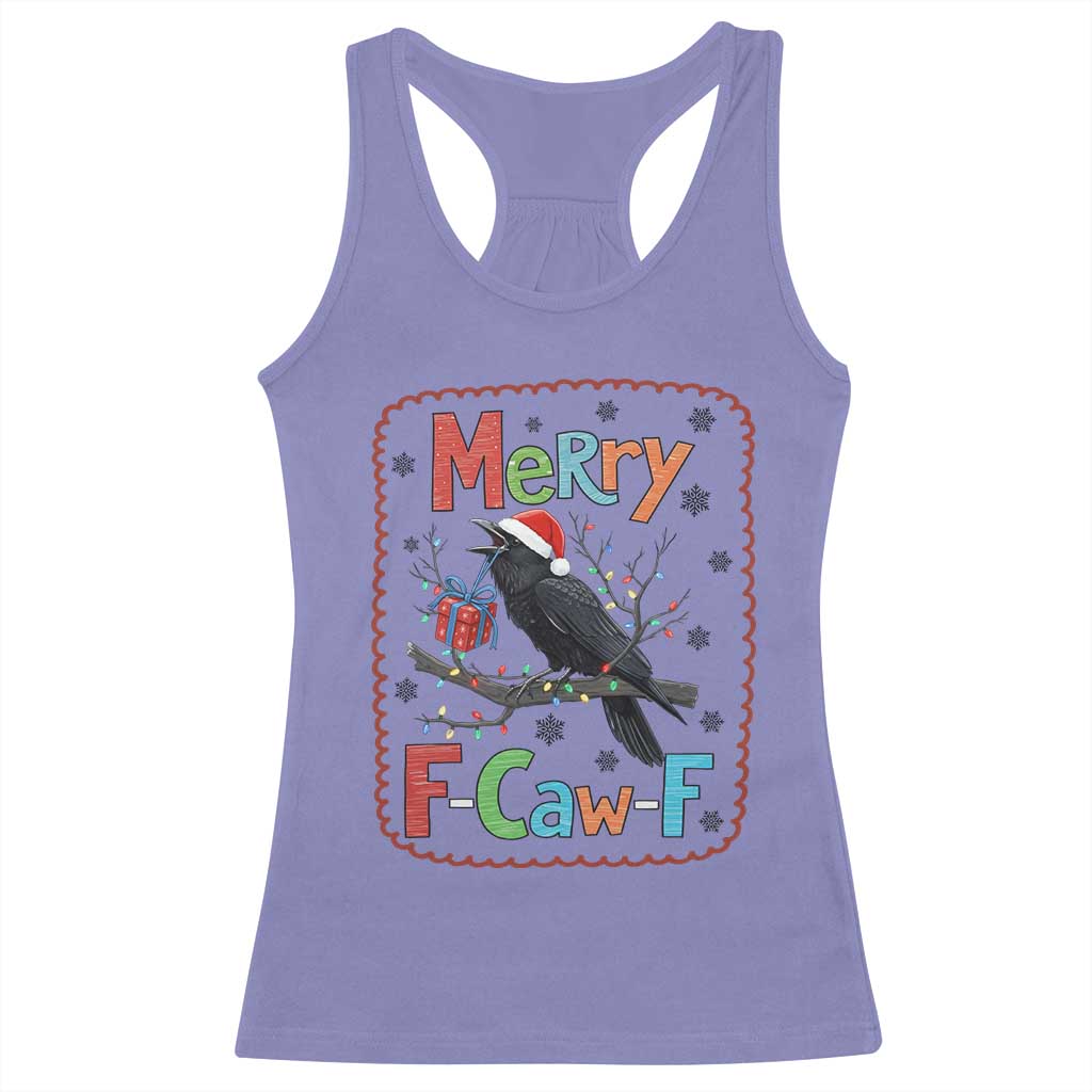 Funny Christmas Santa Raven Racerback Tank Top Merry F Caw F Joke Gift TS12 Violet Print Your Wear
