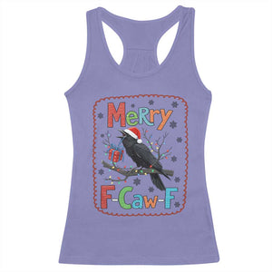Funny Christmas Santa Raven Racerback Tank Top Merry F Caw F Joke Gift - Print Your Wear