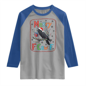 Funny Christmas Santa Raven Raglan Shirt Merry F Caw F Joke Gift - Print Your Wear