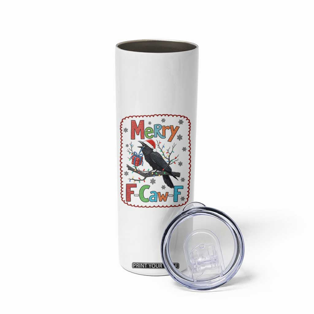 Funny Christmas Santa Raven Skinny Tumbler Merry F Caw F Joke Gift TS12 Print Your Wear