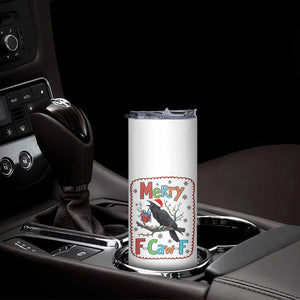 Funny Christmas Santa Raven Skinny Tumbler Merry F Caw F Joke Gift - Print Your Wear