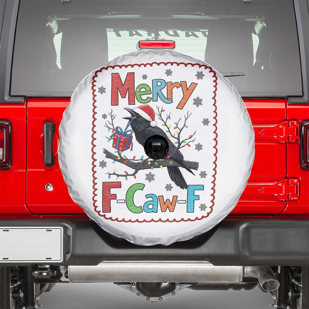 Funny Christmas Santa Raven Spare Tire Cover Merry F Caw F Joke Gift TS12 White Print Your Wear