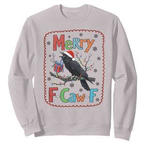 Funny Christmas Santa Raven Sweatshirt Merry F Caw F Joke Gift TS12 Ice Gray Print Your Wear