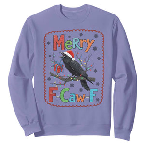 Funny Christmas Santa Raven Sweatshirt Merry F Caw F Joke Gift TS12 Violet Print Your Wear
