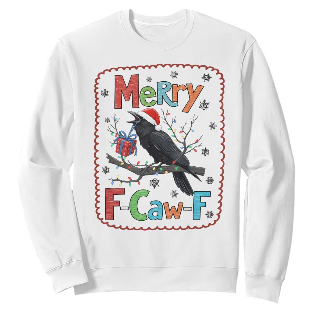 Funny Christmas Santa Raven Sweatshirt Merry F Caw F Joke Gift TS12 White Print Your Wear