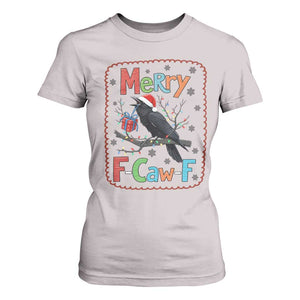 Funny Christmas Santa Raven T Shirt For Women Merry F Caw F Joke Gift TS12 Ice Gray Print Your Wear
