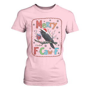 Funny Christmas Santa Raven T Shirt For Women Merry F Caw F Joke Gift TS12 Light Pink Print Your Wear
