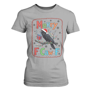 Funny Christmas Santa Raven T Shirt For Women Merry F Caw F Joke Gift TS12 Sport Gray Print Your Wear
