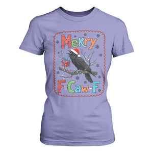 Funny Christmas Santa Raven T Shirt For Women Merry F Caw F Joke Gift TS12 Violet Print Your Wear