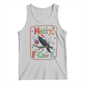 Funny Christmas Santa Raven Tank Top Merry F Caw F Joke Gift - Print Your Wear