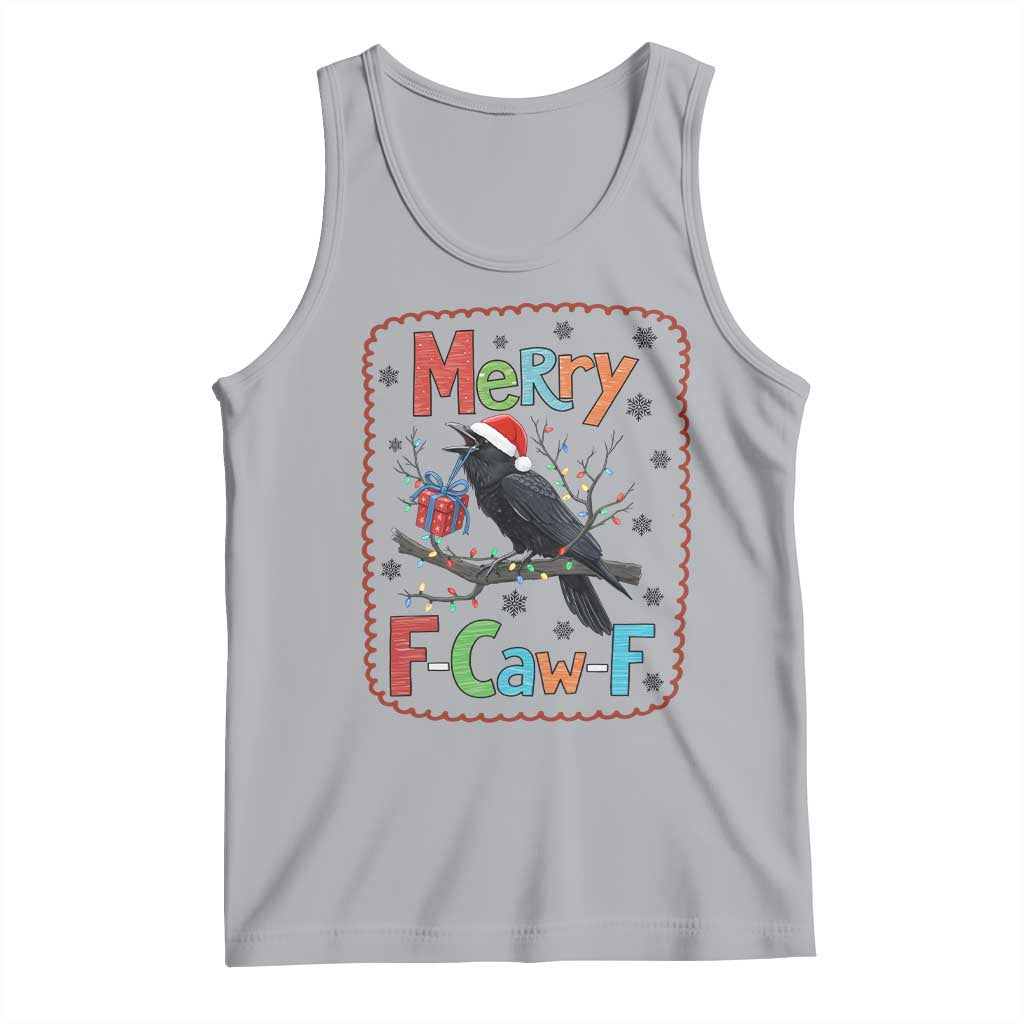 Funny Christmas Santa Raven Tank Top Merry F Caw F Joke Gift TS12 Athletic Heather Print Your Wear