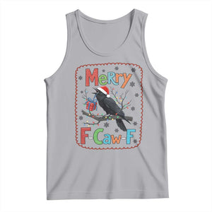 Funny Christmas Santa Raven Tank Top Merry F Caw F Joke Gift - Print Your Wear