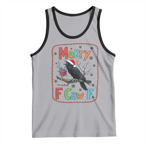 Funny Christmas Santa Raven Tank Top Merry F Caw F Joke Gift - Print Your Wear