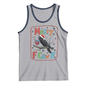 Funny Christmas Santa Raven Tank Top Merry F Caw F Joke Gift - Print Your Wear