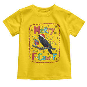 Funny Christmas Santa Raven Toddler T Shirt Merry F Caw F Joke Gift - Print Your Wear