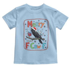 Funny Christmas Santa Raven Toddler T Shirt Merry F Caw F Joke Gift - Print Your Wear